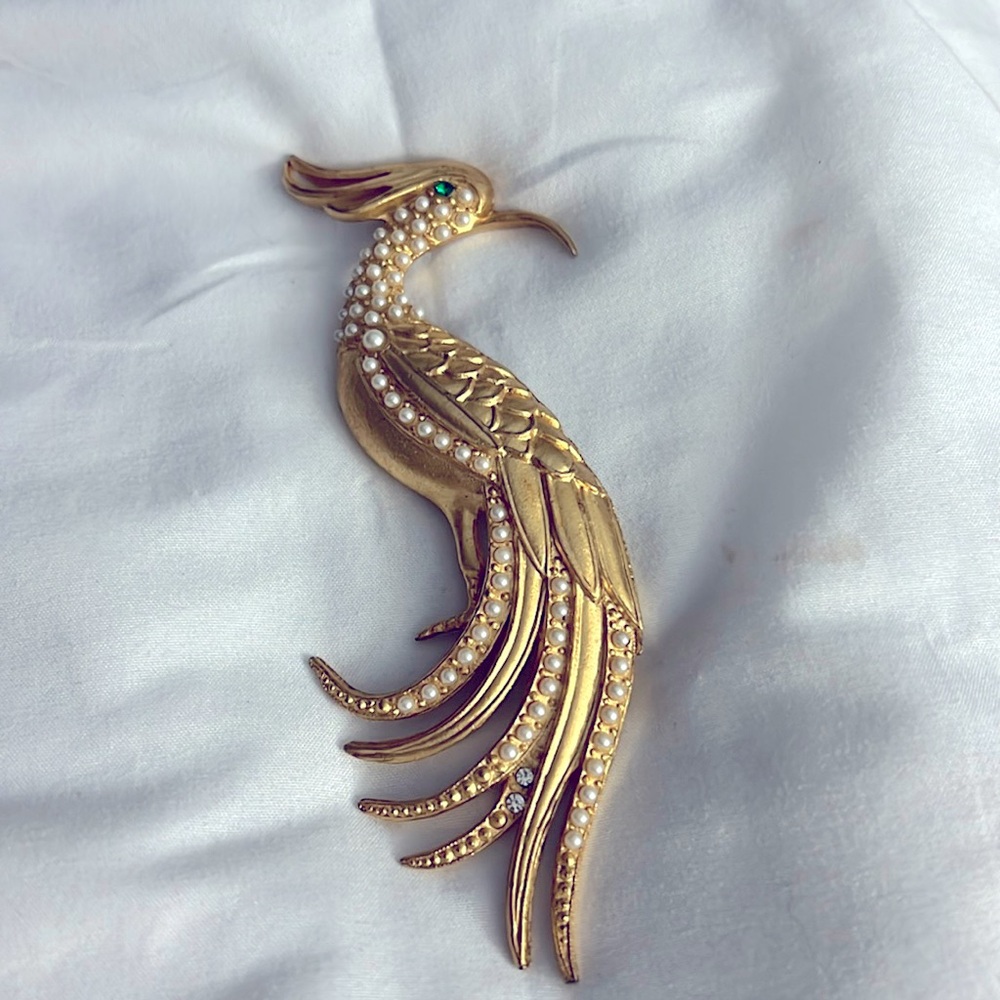 Vintage Huge Crane Bird Brooch